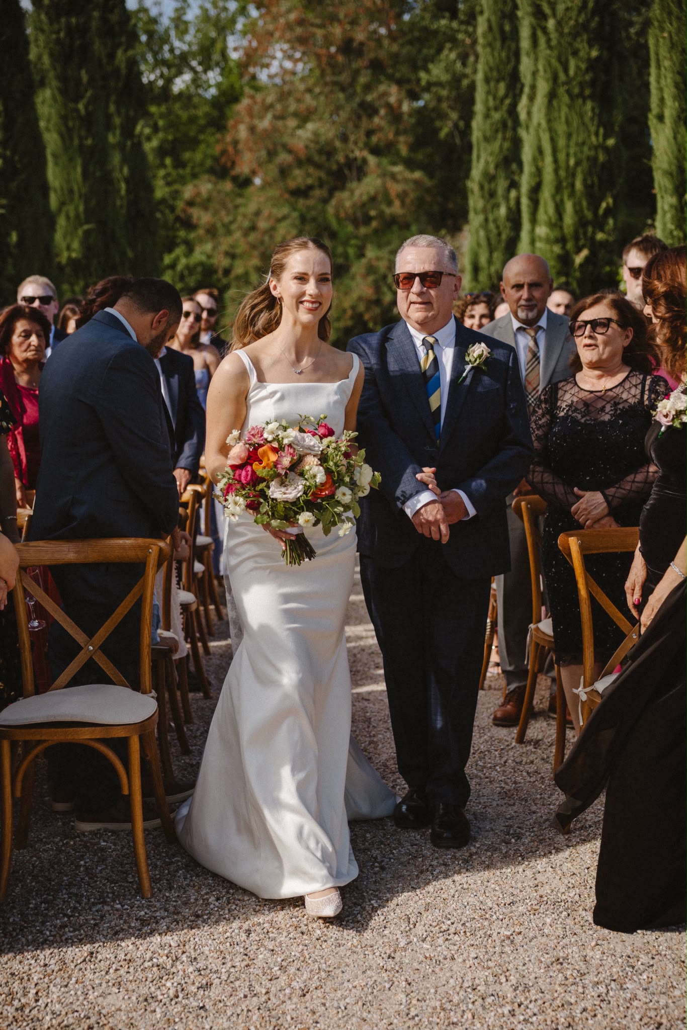 Bride walking down the aisle with her father